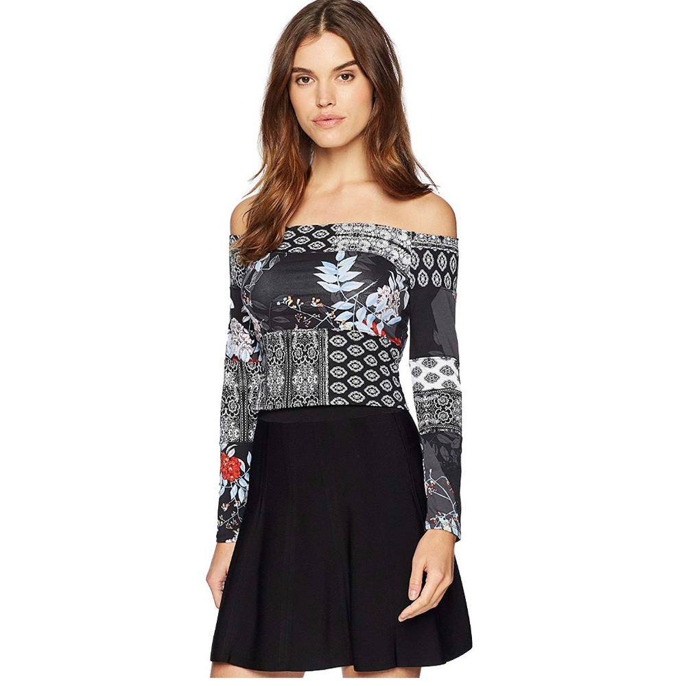 GUESS Long Sleeve Alma Off The Shoulder Top
